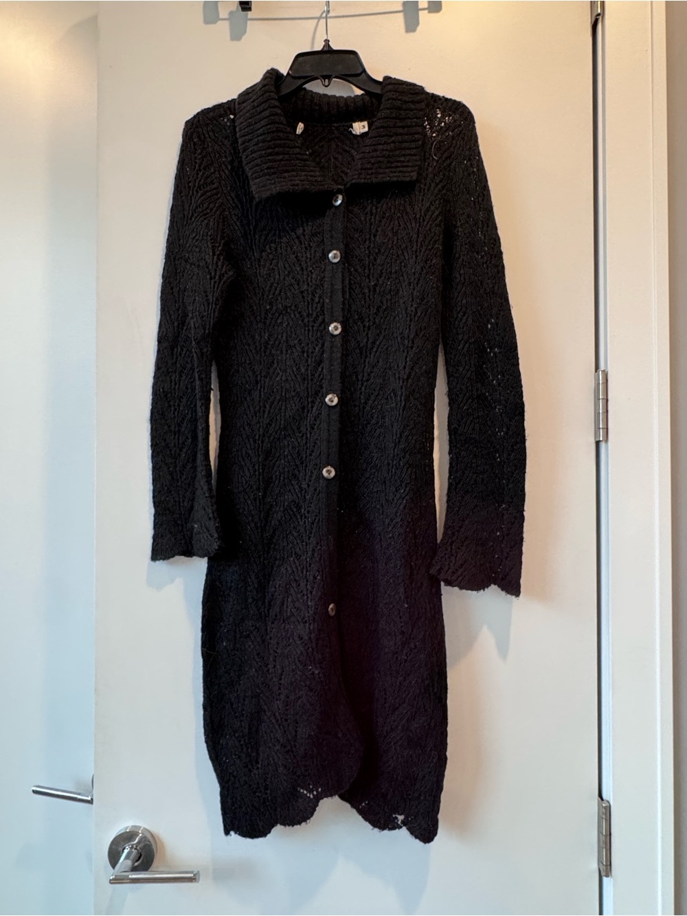 Black Button-Front Long Knit Dress